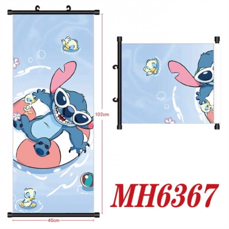 Lilo & Stitch Anime black Plastic rod Cloth painting Wall Scroll 40X102CM