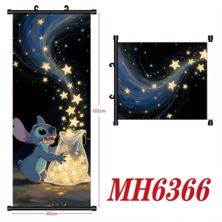 Lilo & Stitch Anime black Plastic rod Cloth painting Wall Scroll 40X102CM