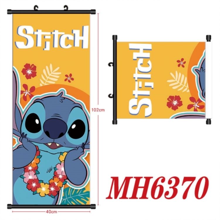 Lilo & Stitch Anime black Plastic rod Cloth painting Wall Scroll 40X102CM