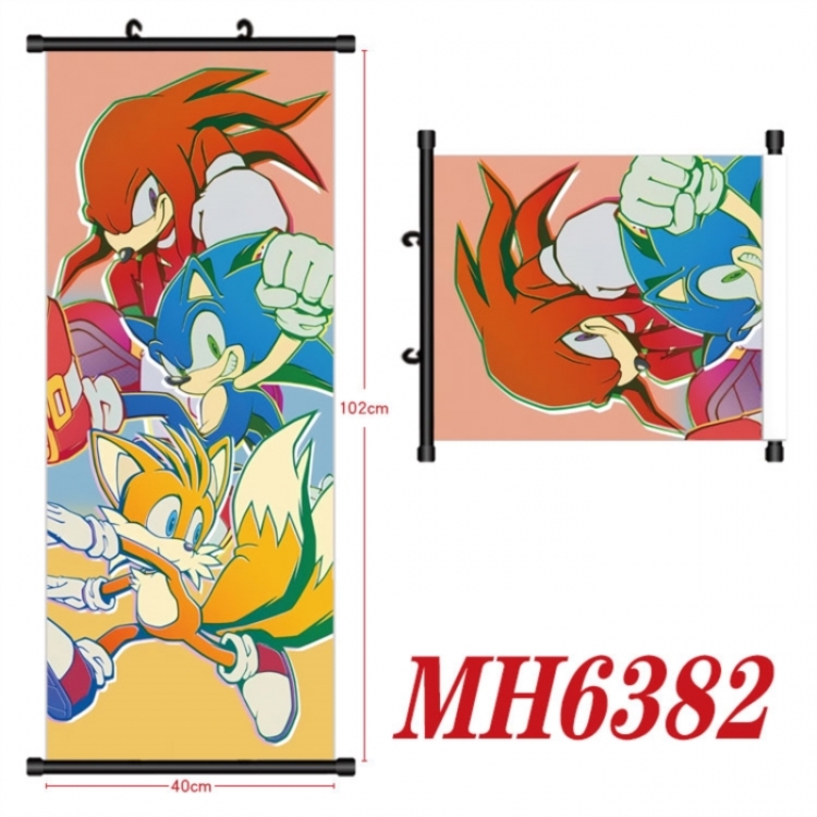 Sonic The Hedgehog Anime black Plastic rod Cloth painting Wall Scroll 40X102CM