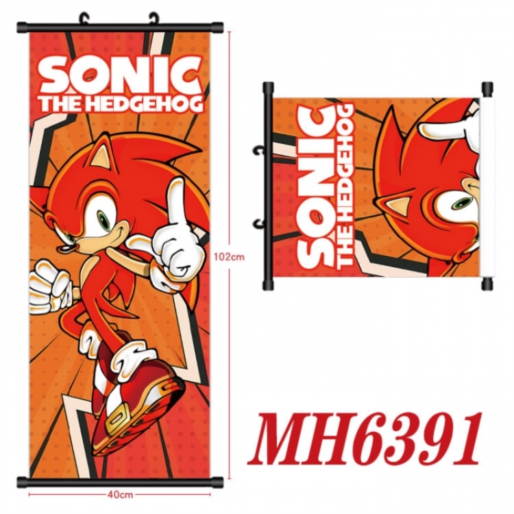 Sonic The Hedgehog Anime black Plastic rod Cloth painting Wall Scroll 40X102CM