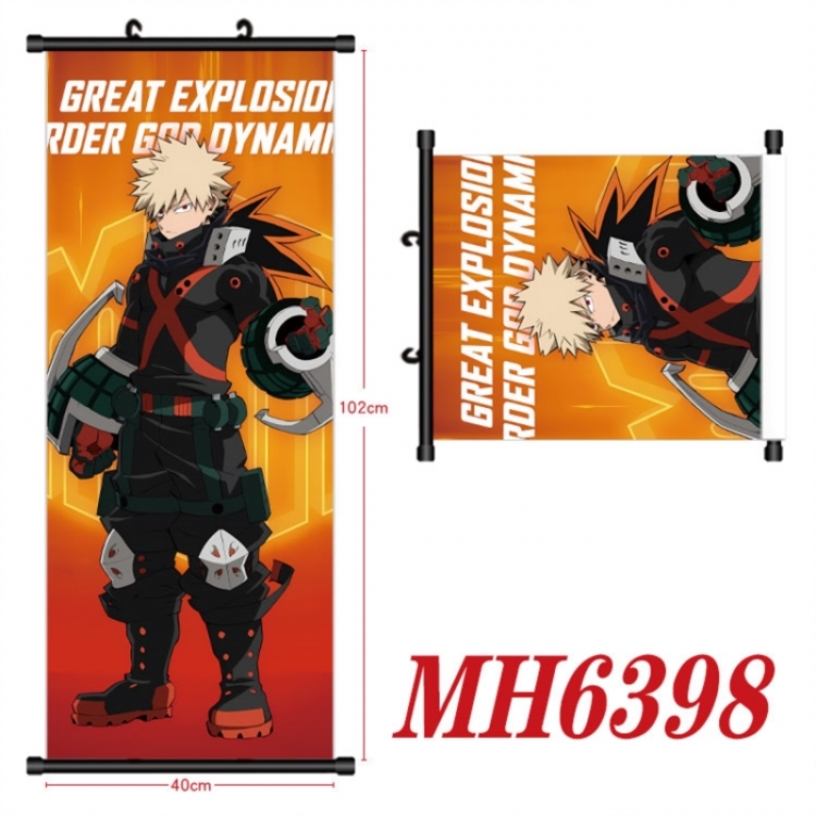 My Hero Academia Anime black Plastic rod Cloth painting Wall Scroll 40X102CM