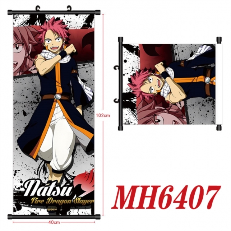 Fairy tail Anime black Plastic rod Cloth painting Wall Scroll 40X102CM