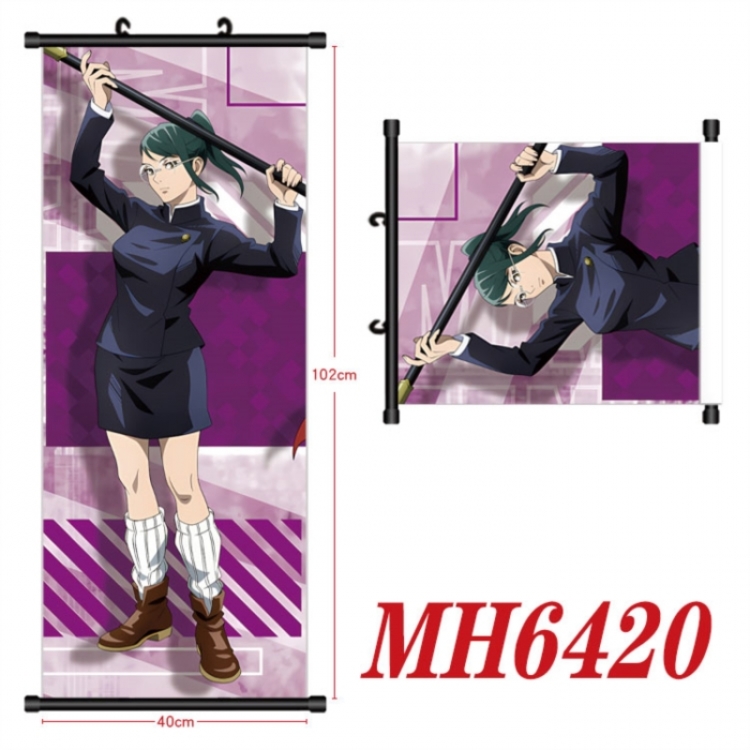 Jujutsu Kaisen Anime black Plastic rod Cloth painting Wall Scroll 40X102CM
