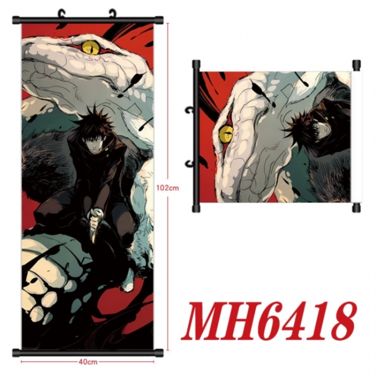 Jujutsu Kaisen Anime black Plastic rod Cloth painting Wall Scroll 40X102CM