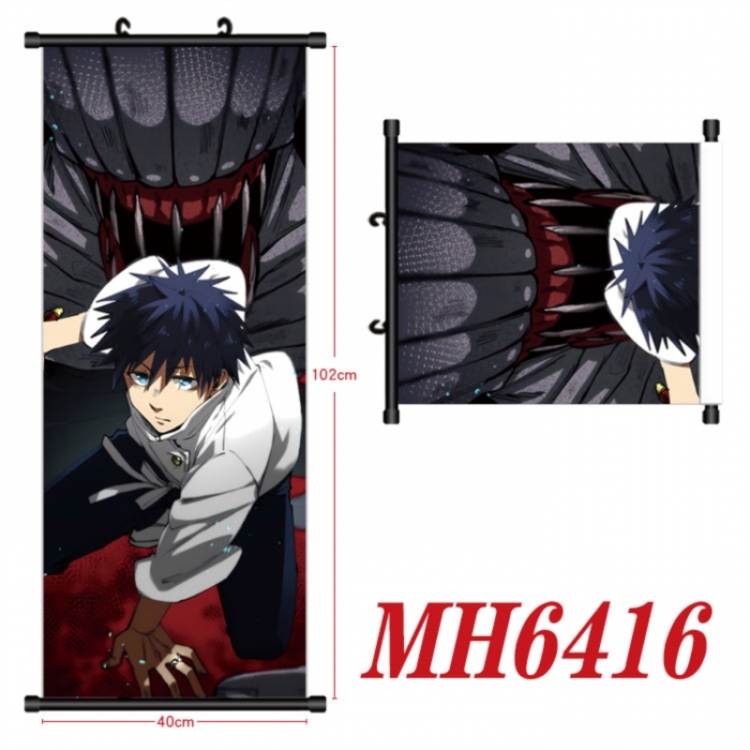 Jujutsu Kaisen Anime black Plastic rod Cloth painting Wall Scroll 40X102CM