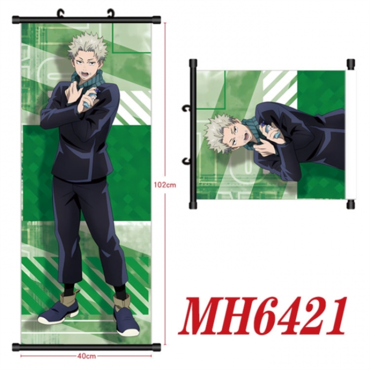 Jujutsu Kaisen Anime black Plastic rod Cloth painting Wall Scroll 40X102CM