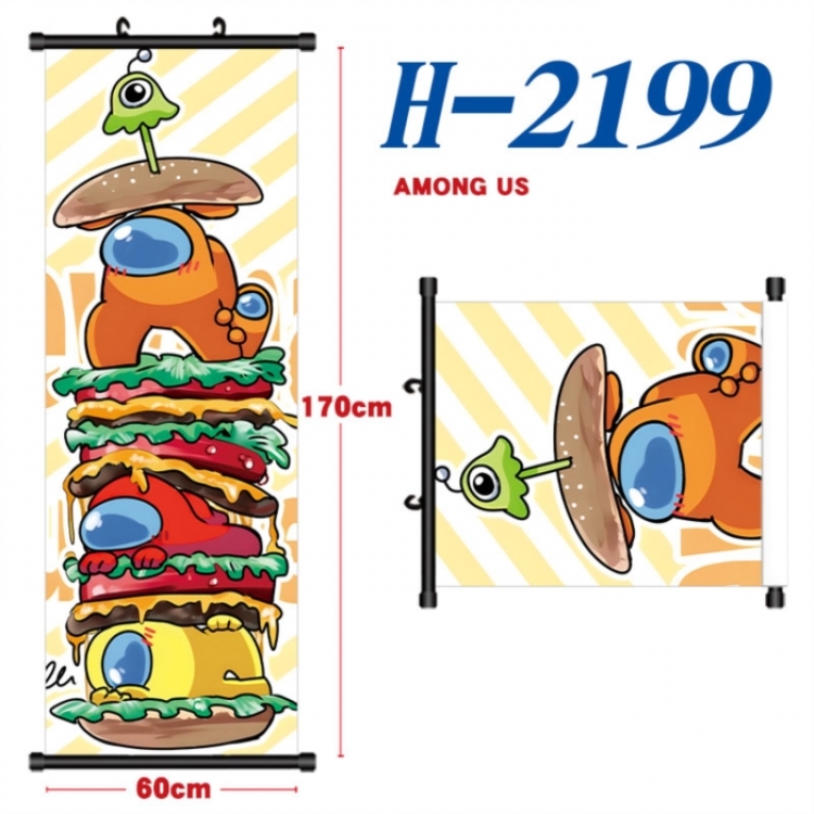 Among Us Black plastic rod cloth hanging canvas painting Wall Scroll 60x170cm