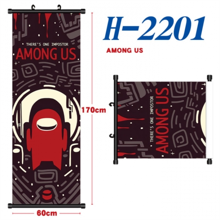 Among Us Black plastic rod cloth hanging canvas painting Wall Scroll 60x170cm