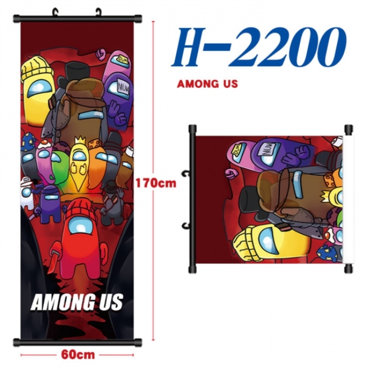 Among Us Black plastic rod cloth hanging canvas painting Wall Scroll 60x170cm