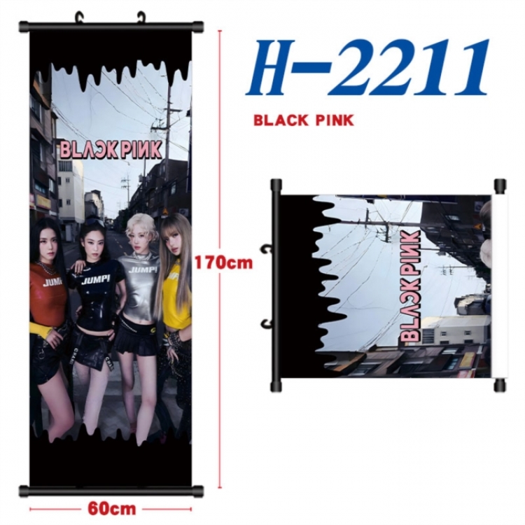 BLACK PINK Black plastic rod cloth hanging canvas painting Wall Scroll 60x170cm
