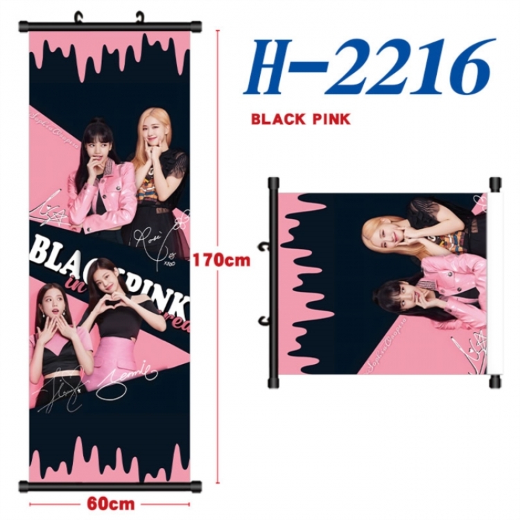 BLACK PINK Black plastic rod cloth hanging canvas painting Wall Scroll 60x170cm