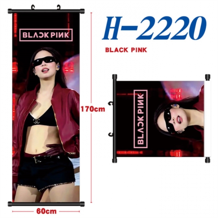 BLACK PINK Black plastic rod cloth hanging canvas painting Wall Scroll 60x170cm
