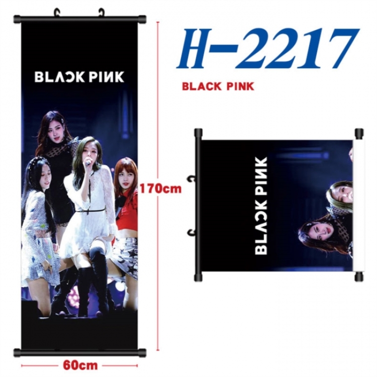 BLACK PINK Black plastic rod cloth hanging canvas painting Wall Scroll 60x170cm