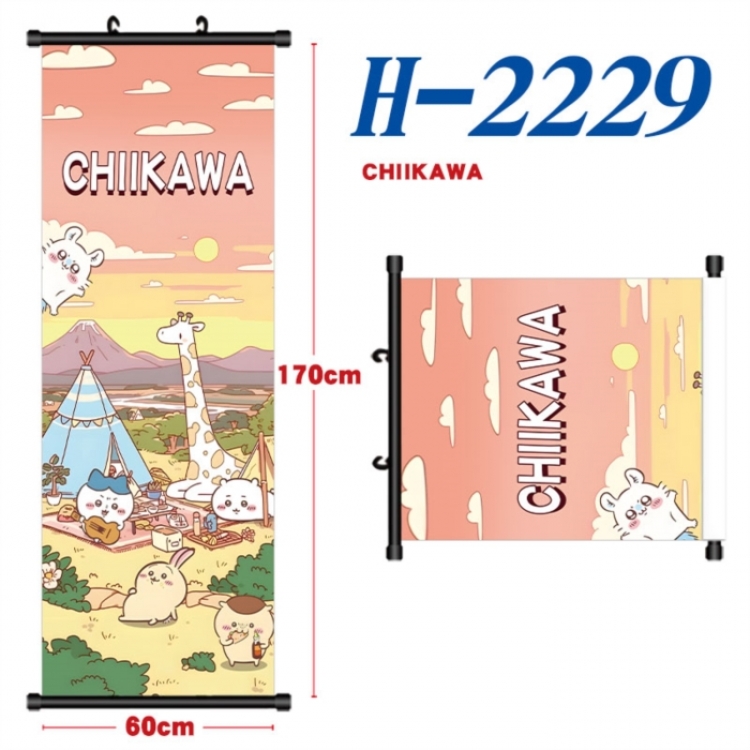 Chiikawa Black plastic rod cloth hanging canvas painting Wall Scroll 60x170cm