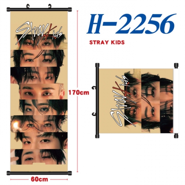 Stray Kids Black plastic rod cloth hanging canvas painting Wall Scroll 60x170cm