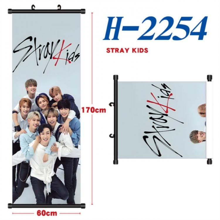 Stray Kids Black plastic rod cloth hanging canvas painting Wall Scroll 60x170cm