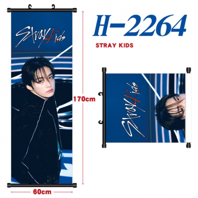 Stray Kids Black plastic rod cloth hanging canvas painting Wall Scroll 60x170cm