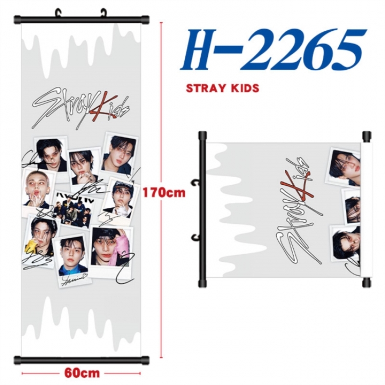 Stray Kids Black plastic rod cloth hanging canvas painting Wall Scroll 60x170cm