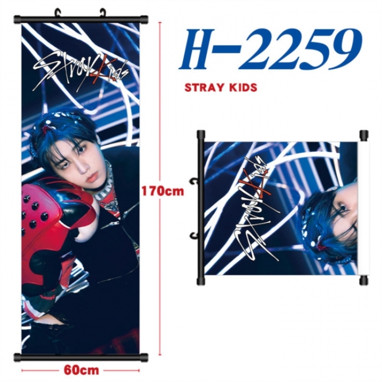 Stray Kids Black plastic rod cloth hanging canvas painting Wall Scroll 60x170cm