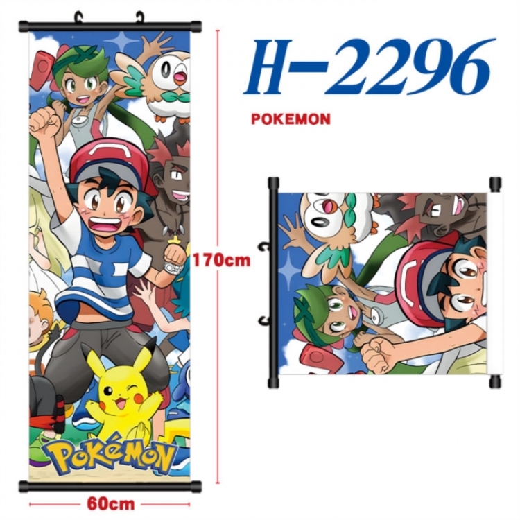 Pokemon Black plastic rod cloth hanging canvas painting Wall Scroll 60x170cm