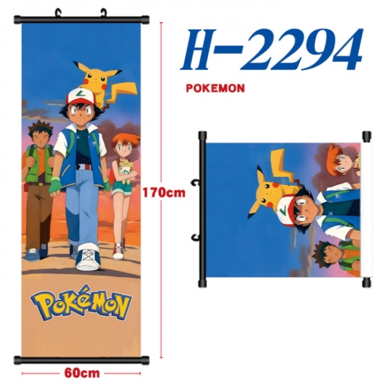 Pokemon Black plastic rod cloth hanging canvas painting Wall Scroll 60x170cm