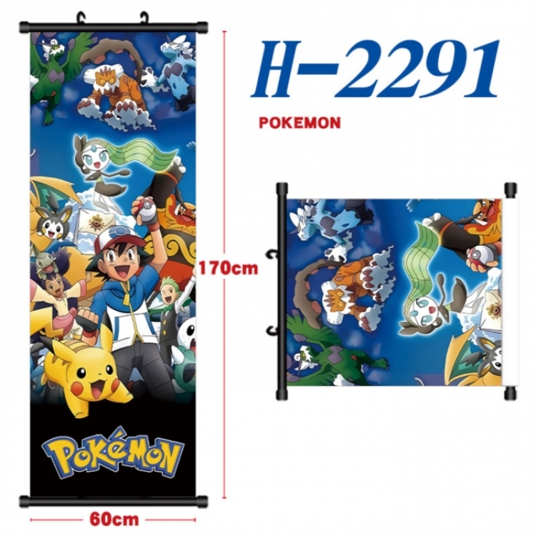 Pokemon Black plastic rod cloth hanging canvas painting Wall Scroll 60x170cm