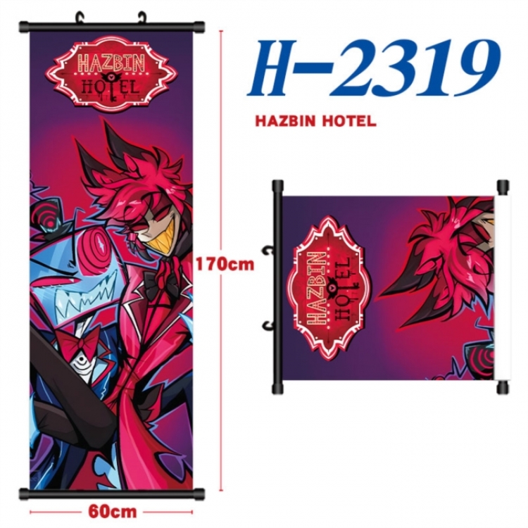 Hazbin Hotel Black plastic rod cloth hanging canvas painting Wall Scroll 60x170cm