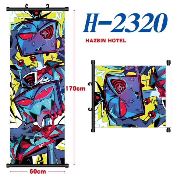 Hazbin Hotel Black plastic rod cloth hanging canvas painting Wall Scroll 60x170cm