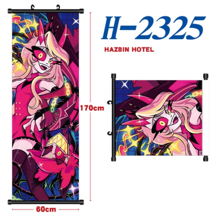 Hazbin Hotel Black plastic rod cloth hanging canvas painting Wall Scroll 60x170cm