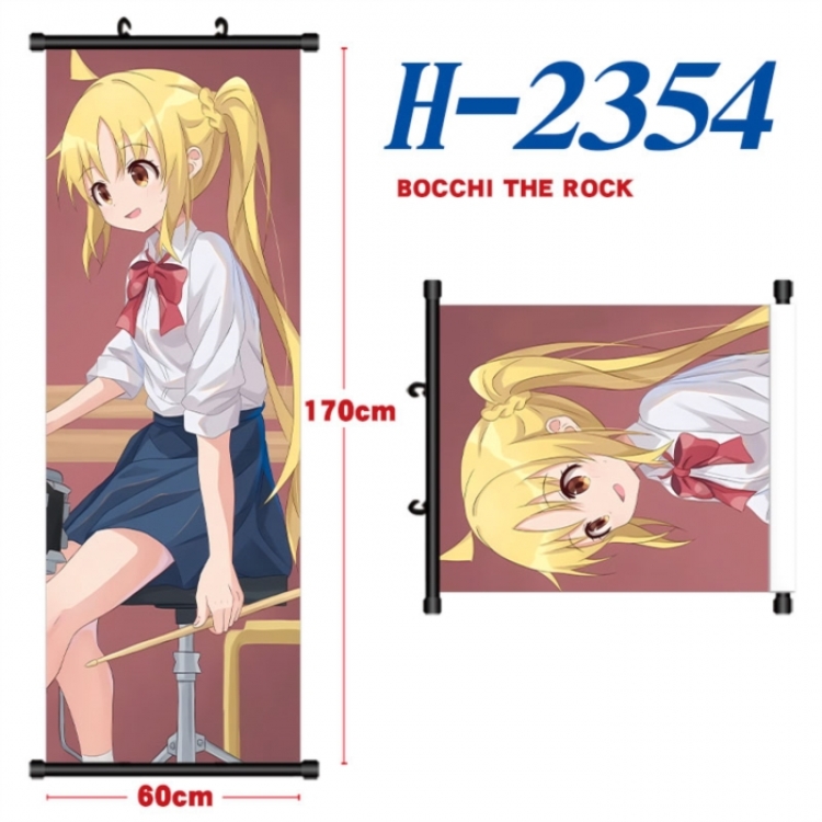 BOCCHI THE ROCK! Black plastic rod cloth hanging canvas painting Wall Scroll 60x170cm