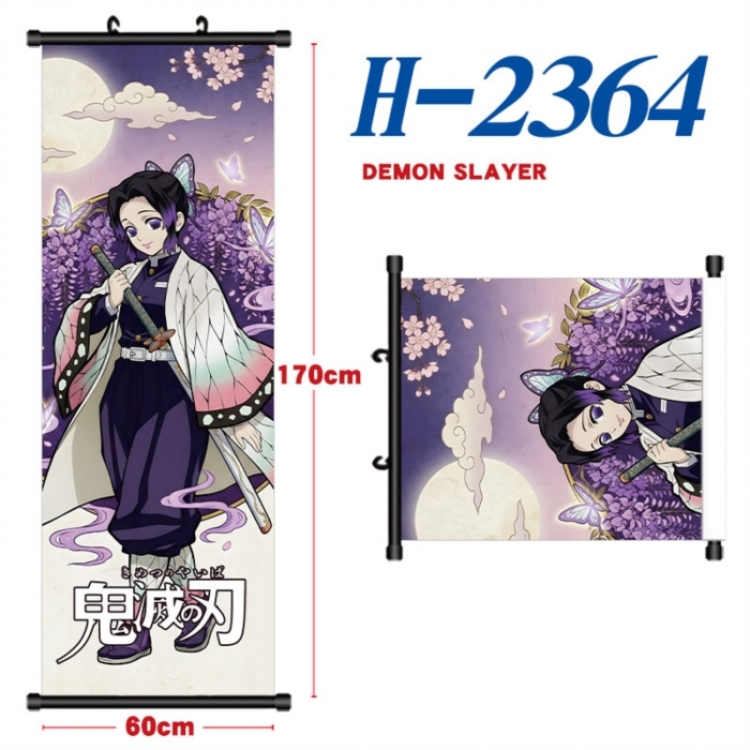 Demon Slayer Kimets Black plastic rod cloth hanging canvas painting Wall Scroll 60x170cm