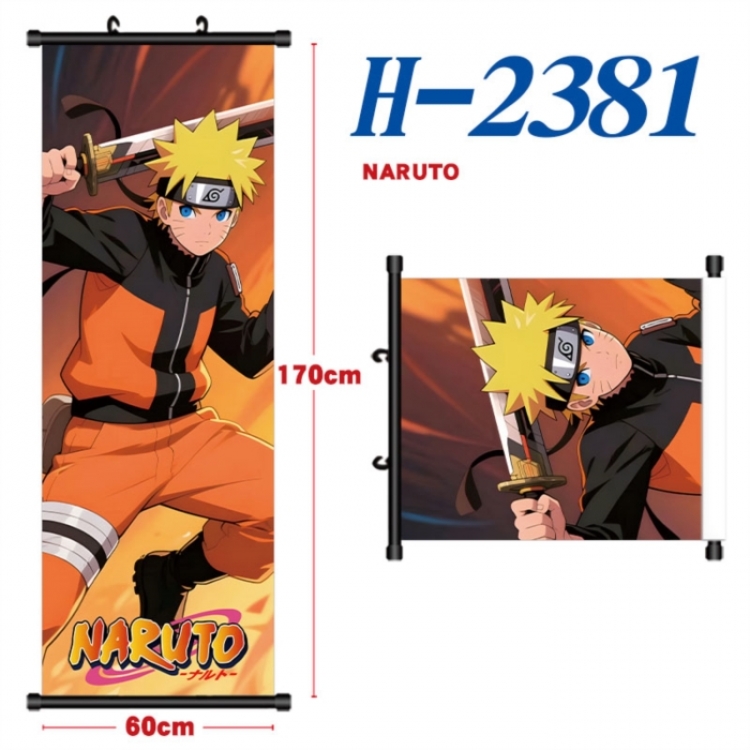 Naruto Black plastic rod cloth hanging canvas painting Wall Scroll 60x170cm