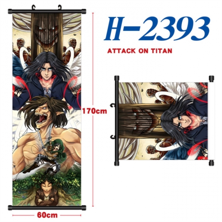 Shingeki no Kyojin Black plastic rod cloth hanging canvas painting Wall Scroll 60x170cm