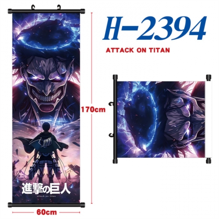 Shingeki no Kyojin Black plastic rod cloth hanging canvas painting Wall Scroll 60x170cm