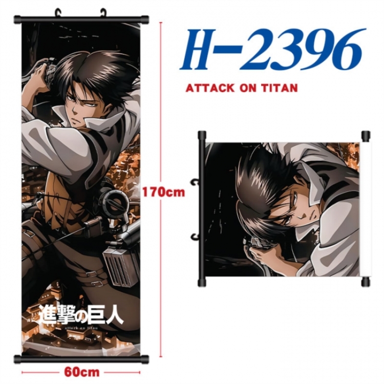 Shingeki no Kyojin Black plastic rod cloth hanging canvas painting Wall Scroll 60x170cm