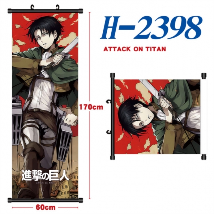 Shingeki no Kyojin Black plastic rod cloth hanging canvas painting Wall Scroll 60x170cm