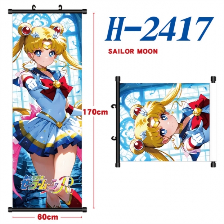 sailormoon Black plastic rod cloth hanging canvas painting Wall Scroll 60x170cm