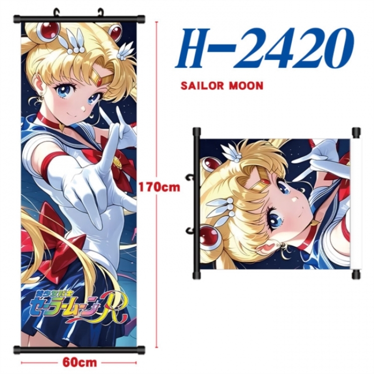 sailormoon Black plastic rod cloth hanging canvas painting Wall Scroll 60x170cm