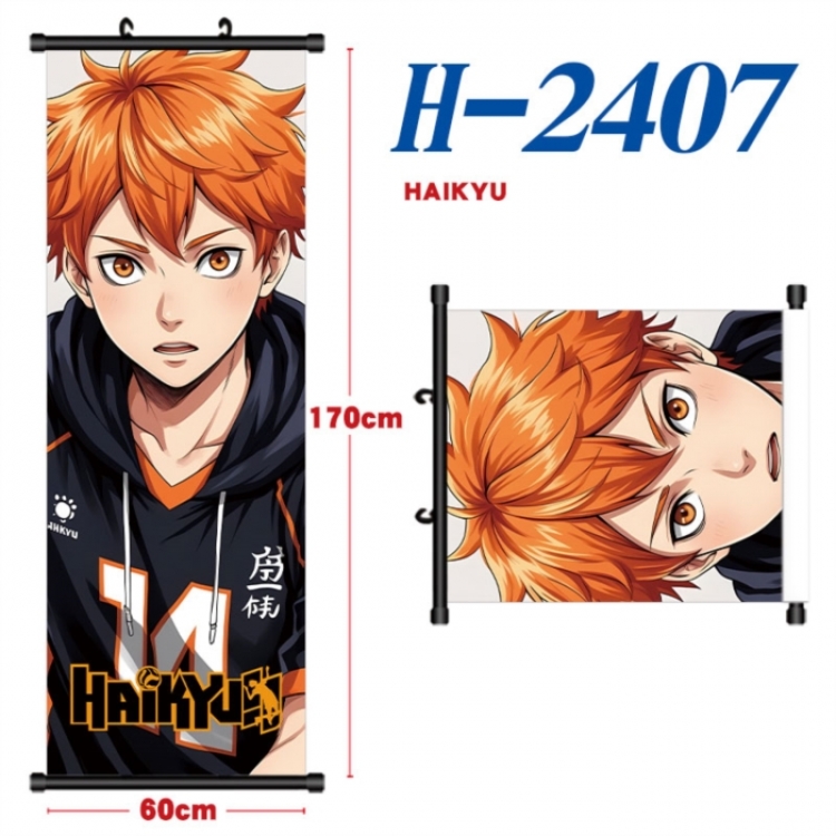  Haikyuu!! Black plastic rod cloth hanging canvas painting Wall Scroll 60x170cm