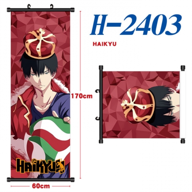  Haikyuu!! Black plastic rod cloth hanging canvas painting Wall Scroll 60x170cm