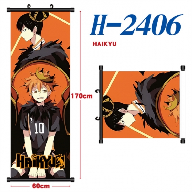  Haikyuu!! Black plastic rod cloth hanging canvas painting Wall Scroll 60x170cm