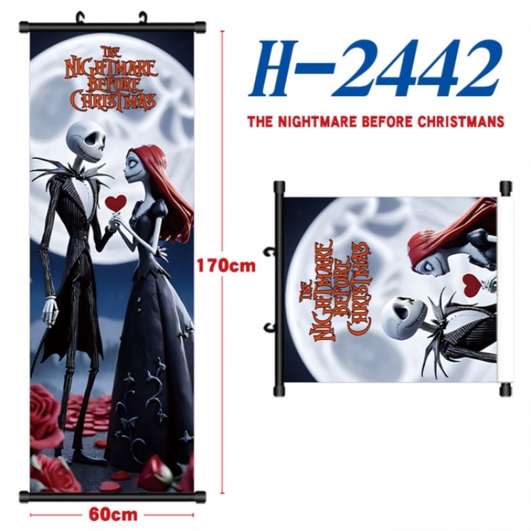 The Nightmare Before Christmas Black plastic rod cloth hanging canvas painting Wall Scroll 60x170cm