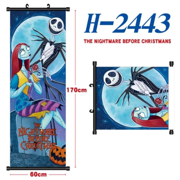 The Nightmare Before Christmas Black plastic rod cloth hanging canvas painting Wall Scroll 60x170cm