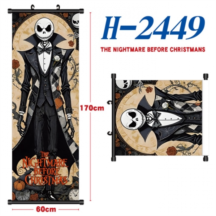The Nightmare Before Christmas Black plastic rod cloth hanging canvas painting Wall Scroll 60x170cm