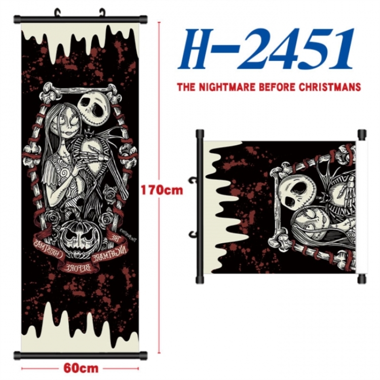 The Nightmare Before Christmas Black plastic rod cloth hanging canvas painting Wall Scroll 60x170cm