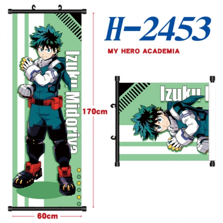 My Hero Academia Black plastic rod cloth hanging canvas painting Wall Scroll 60x170cm