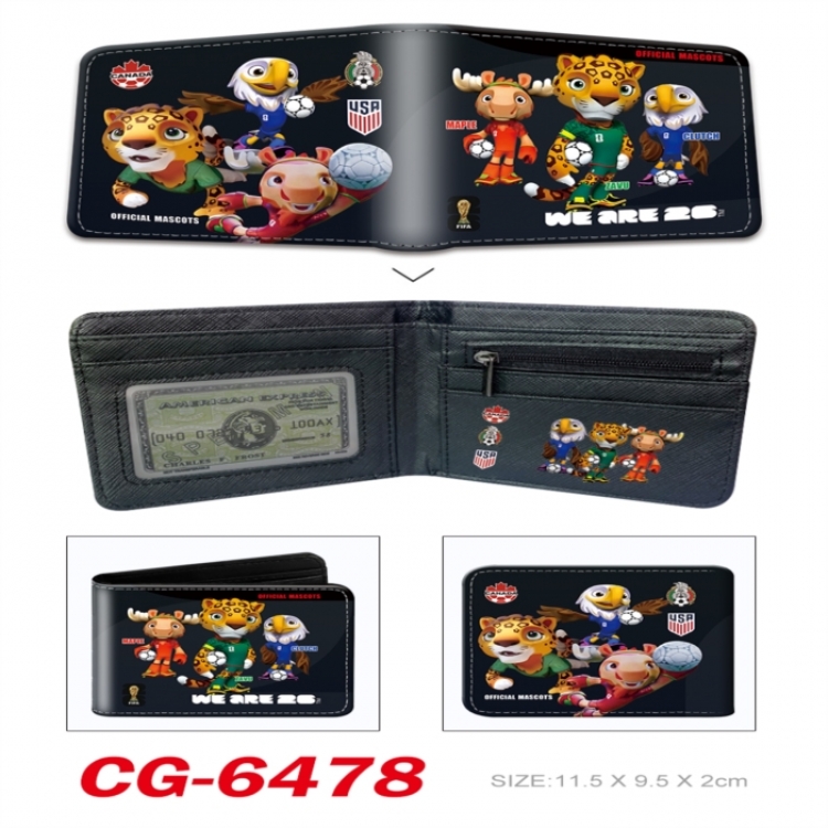 World Cup 3D concave convex two fold short card wallet 11X9.5X2cm 65G
