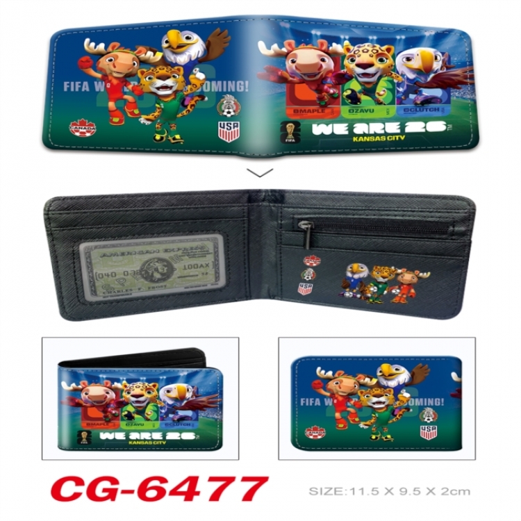 World Cup 3D concave convex two fold short card wallet 11X9.5X2cm 65G