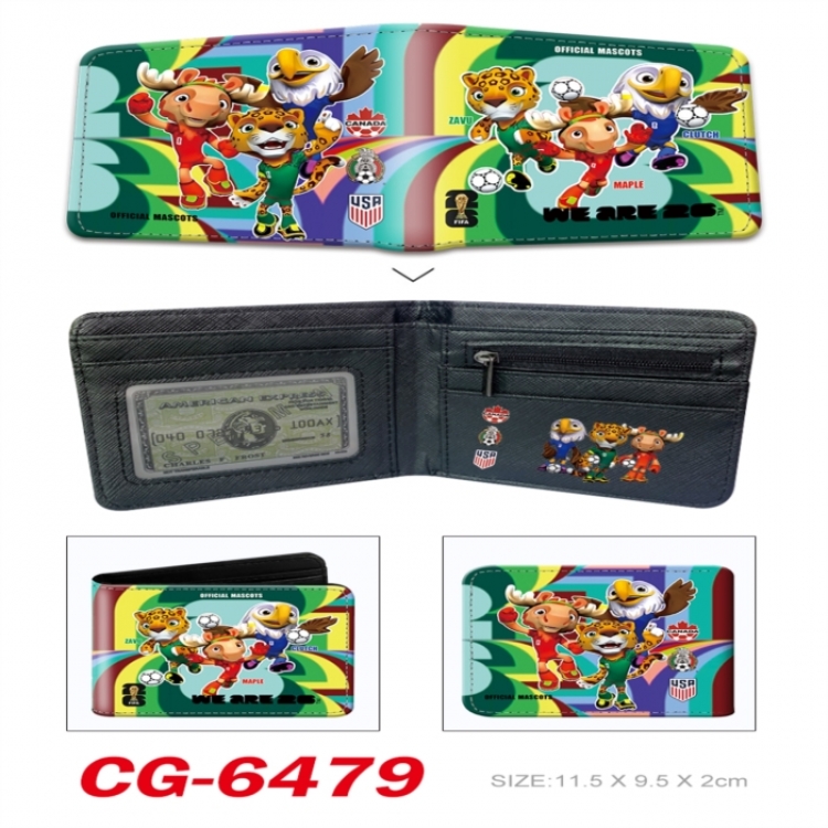 World Cup 3D concave convex two fold short card wallet 11X9.5X2cm 65G